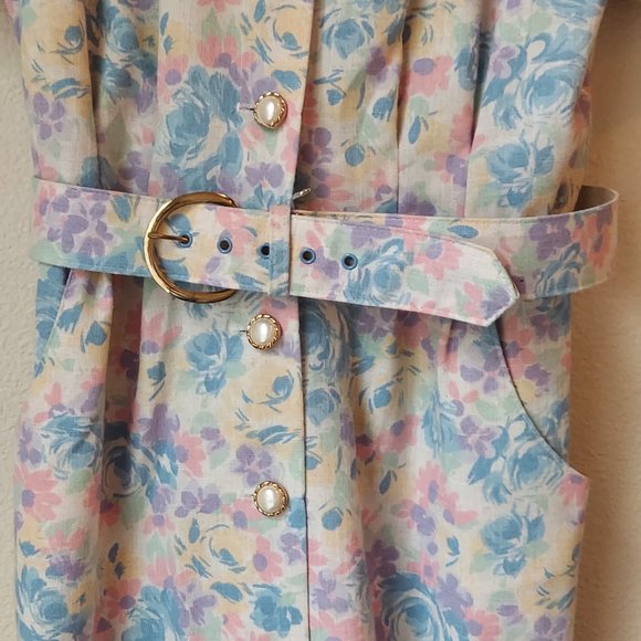 Unique Vintage Peri Petites Floral Secretary Dress With Pockets Size 6 - Picture 9 of 9